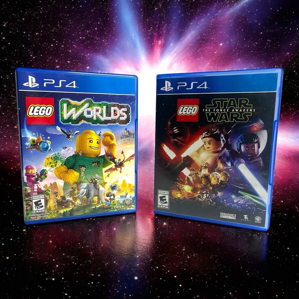 Sony PlayStation 4 PS4 Lego Worlds & Star Wars Force Video Game Bundle Lot CIB